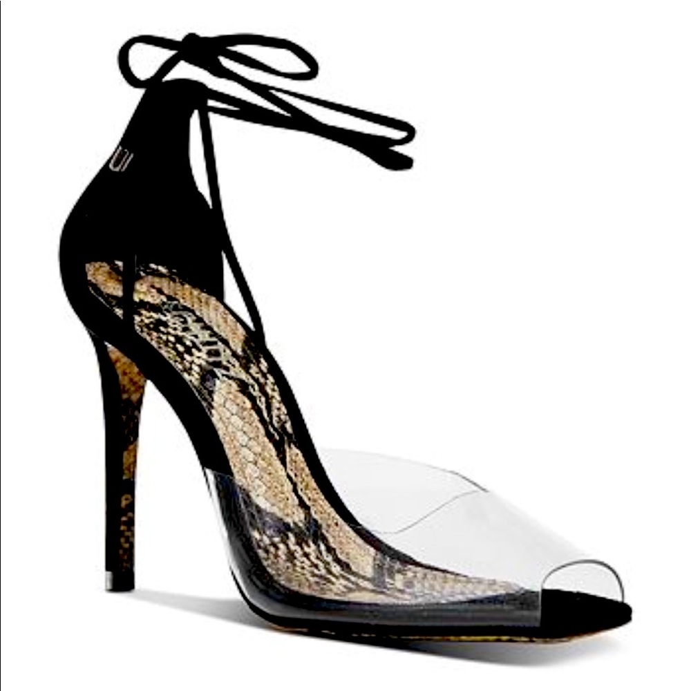Schutz Melynda  clear ankle tie stiletto Sandal Heels